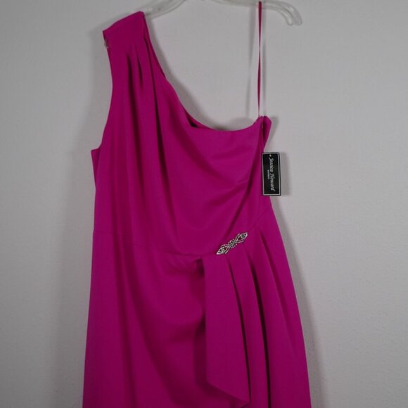 Jessica Howard One Shoulder Gown Plus Size 22W Pink Embellished Formal Hi-Low - Picture 2 of 10